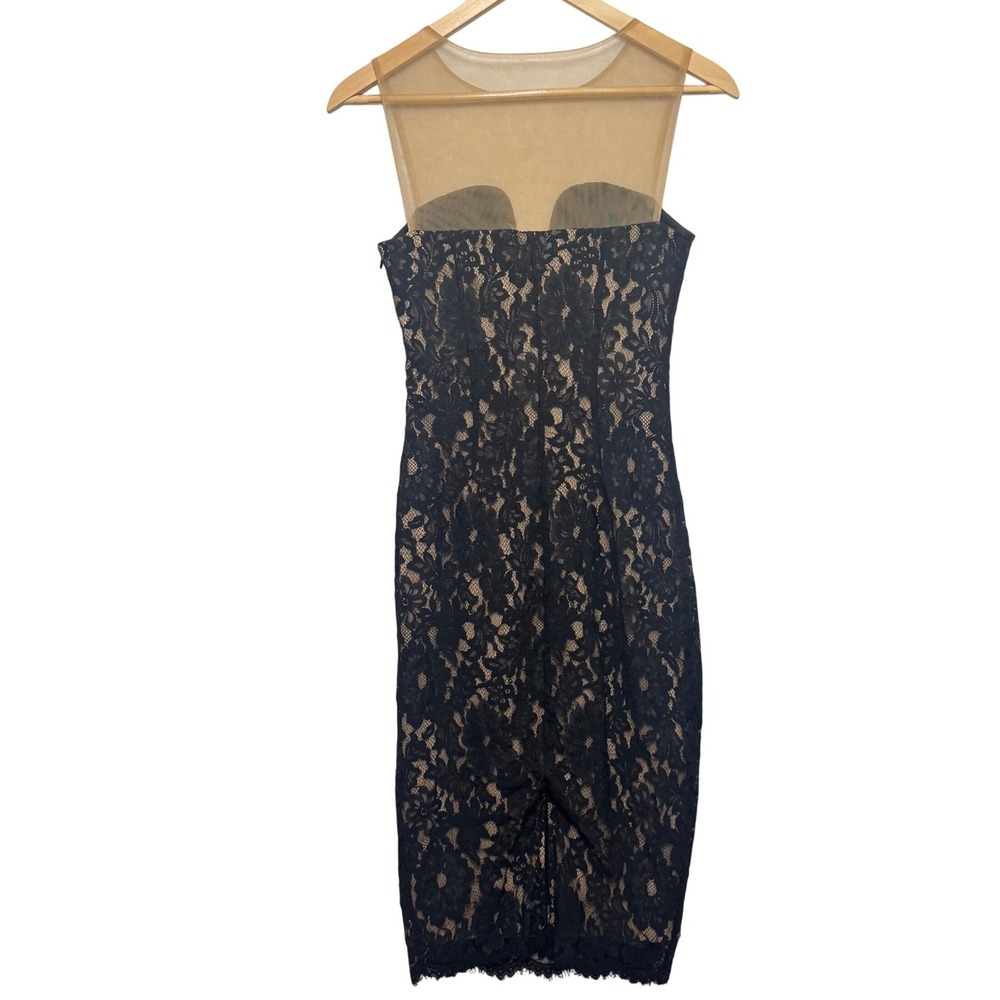 Bailey 44 Lace Midi Dress Womens 0 Black Nude Sweetheart Illusion Mesh - Picture 5 of 14